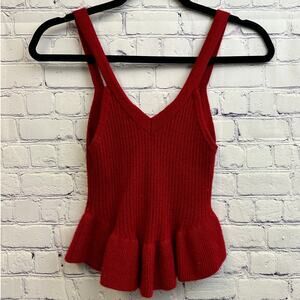 Free People Intimately Red Cashmere V Neck Sweater Tank Top Peplum Women's Small